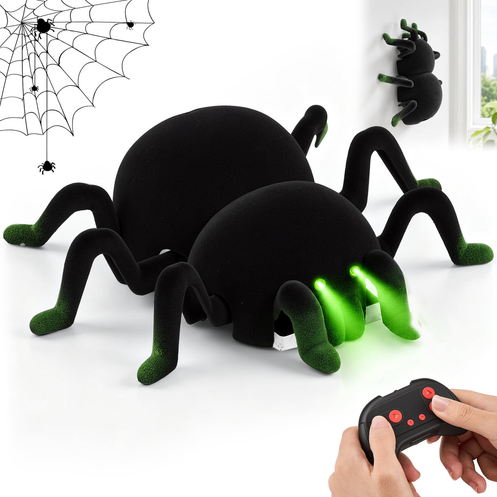 Remote Control Spider Toys, RC Giant Spider Toys Wireless Remote Control ,360° Rotating High Simulation Spider Animal Pets Toys Furry Texture Glowing Eyes Perfect for Christmas Joke Game Playing